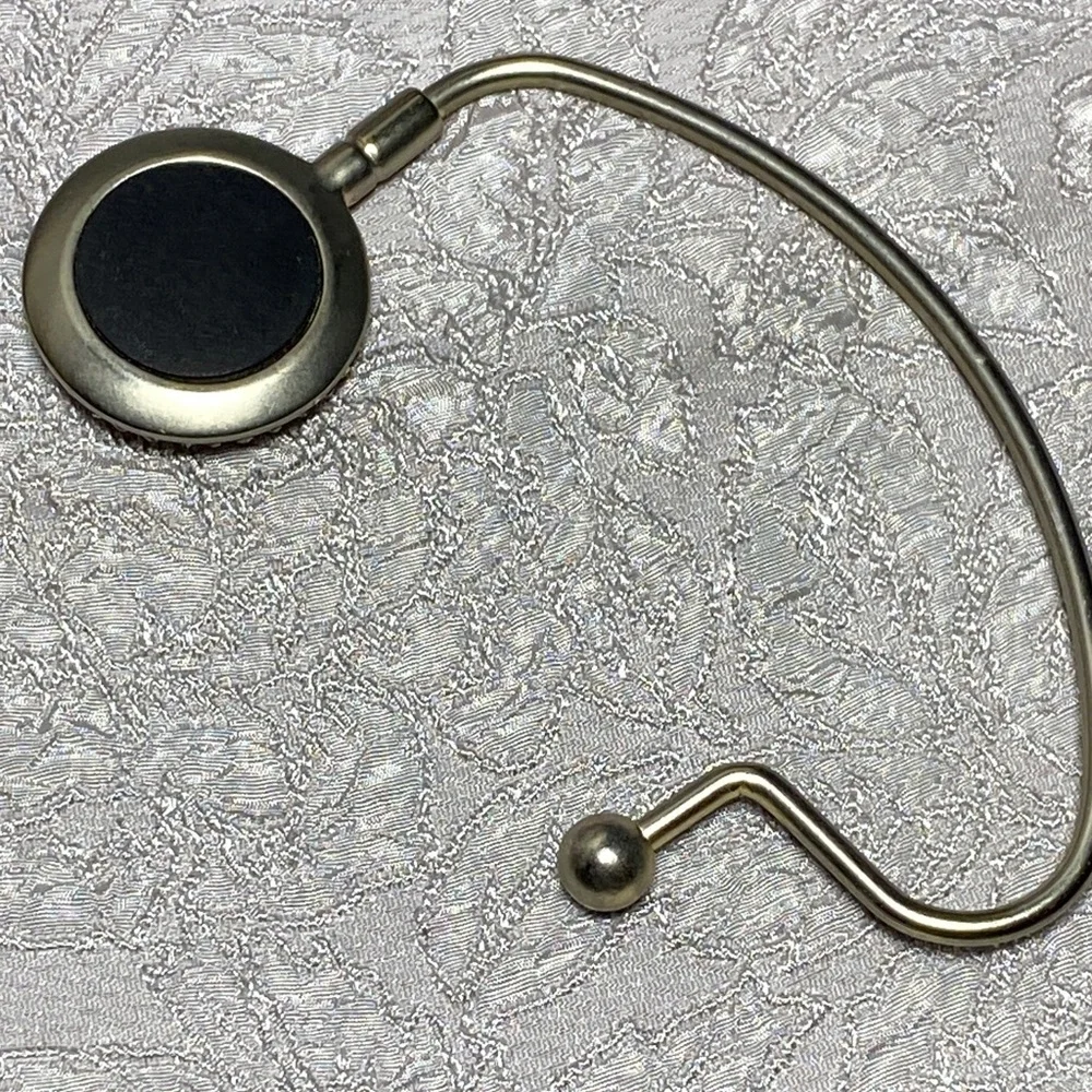 Elegant Silver and Black Purse Hook With Black Stones and Rhinestones - Picture 5 of 5